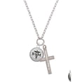 thumbnail image 2 of Delight Jewelry Silvertone Domed Black BSM Be Strong and Courageous Engraved Cross Zoey Necklace, 28", 2 of 4