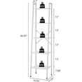 thumbnail image 2 of 5-Tier Industrial Ladder Bookshelf, Narrow Ladder Shelf, Tall Standing Bookshelf, Skinny Open Ladder Shelf, for Living Room, Home Office, Kitchen, Bedroom, Metal Frame, White, 2 of 19