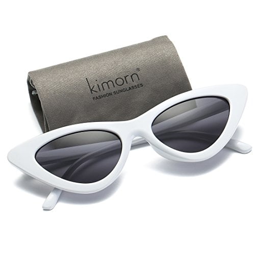 Kimorn Cat Eye Sunglasses Women Clout Goggles Kurt Cobain Retro Sun Glasses K0566 (White&Black) kimorn kimorn