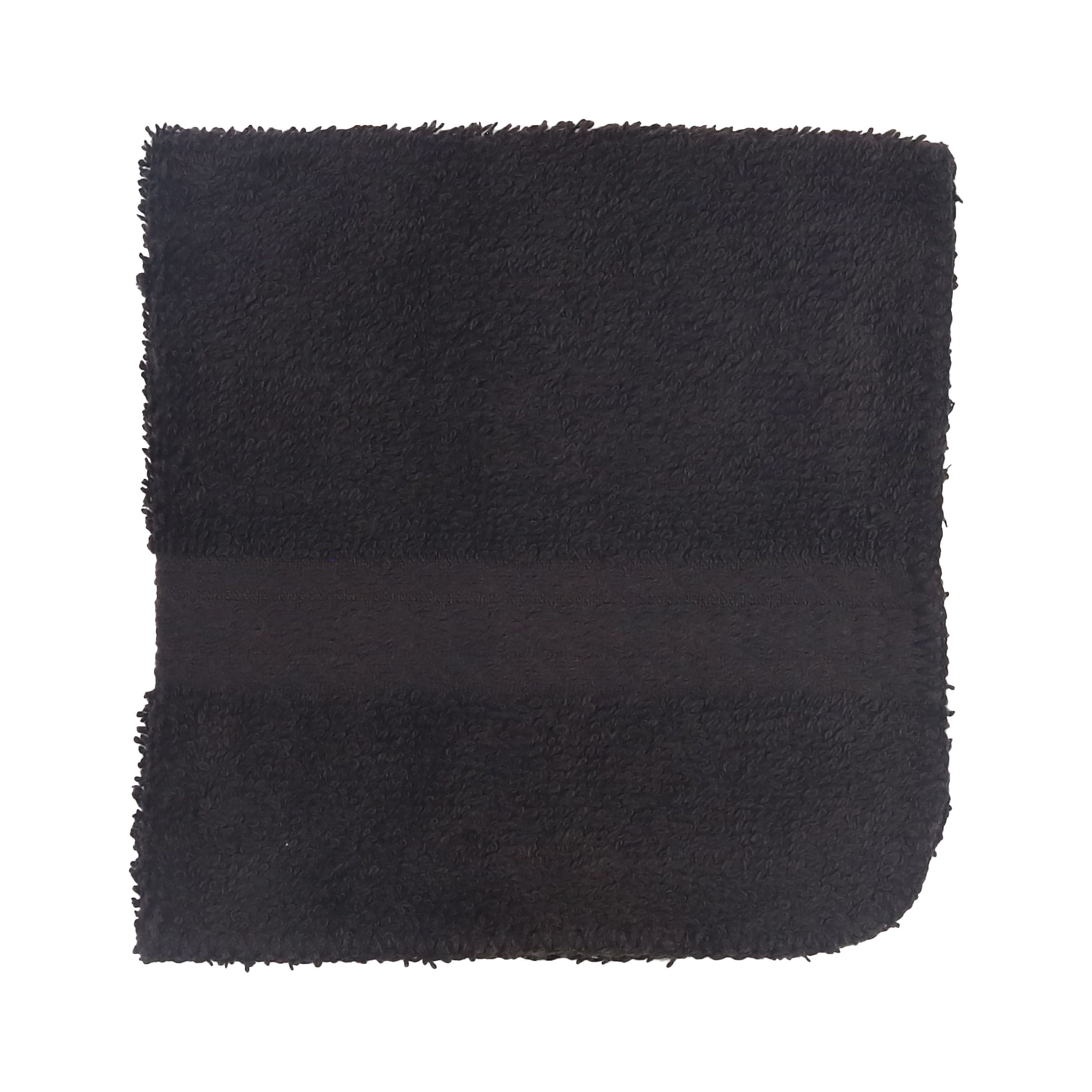(6 pack) Mainstays Basic Washcloth, Soft 100% Cotton and Highly Absorbent Washcloth, Black