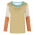 thumbnail image 4 of Jinhomg Plus Size T Shirts for Women Trendy 3/4 Sleeve Color Block Tees Fall Comfy Loose Round Neck Tunic Tops Flash 90 off Clearance Sale Khaki M, 4 of 6
