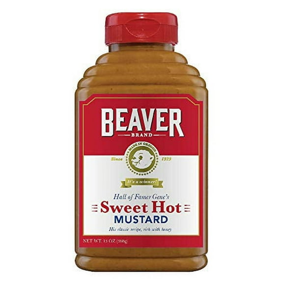 Beaver Sweet Hot Mustard, 13 Ounce Squeeze Bottle (Pack of 6)