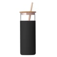 thumbnail image 2 of Travelwant 500ml Glass Water Bottle with Bamboo Lid and Straw, Wide Mouth Water Tumbler Drinking Cups, Straw Silicone Protective Sleeve BPA Free, 2 of 7