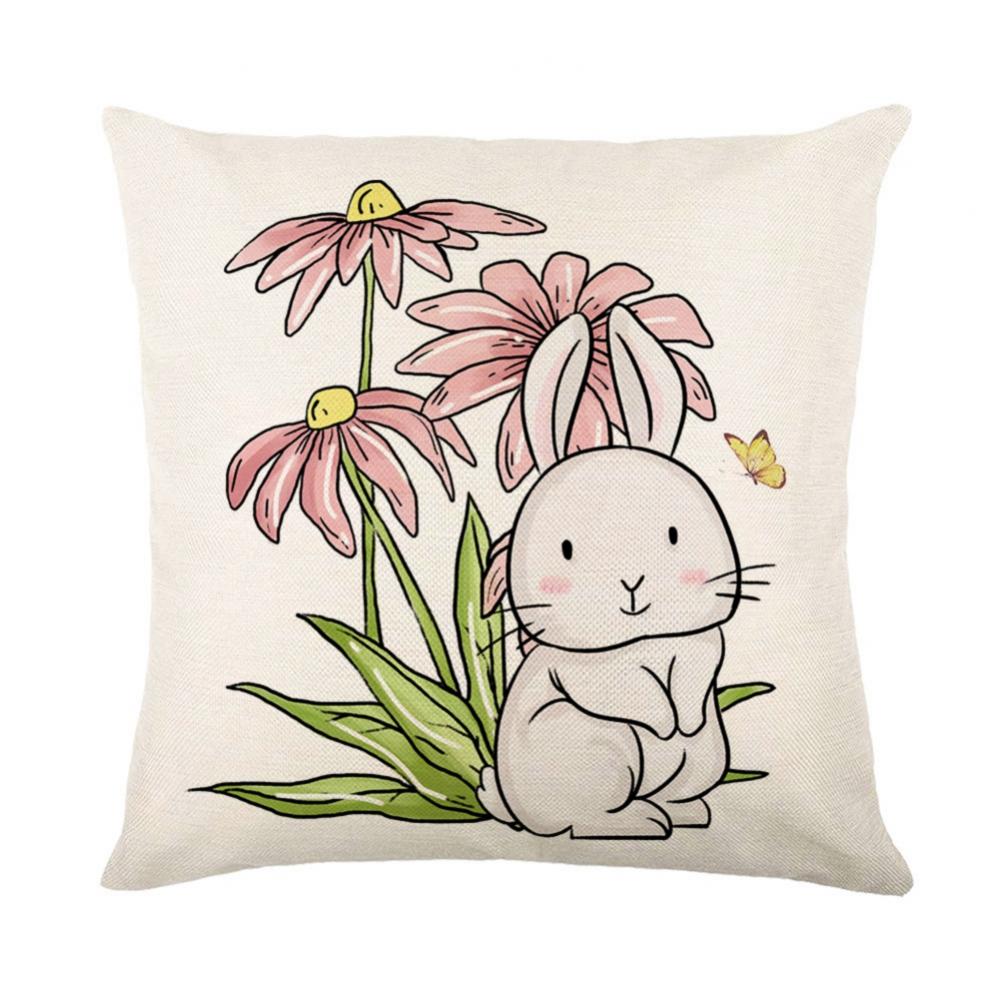 18x18 Inch Easter Throw Pillow Covers Decorative Easter Bunny Eggs