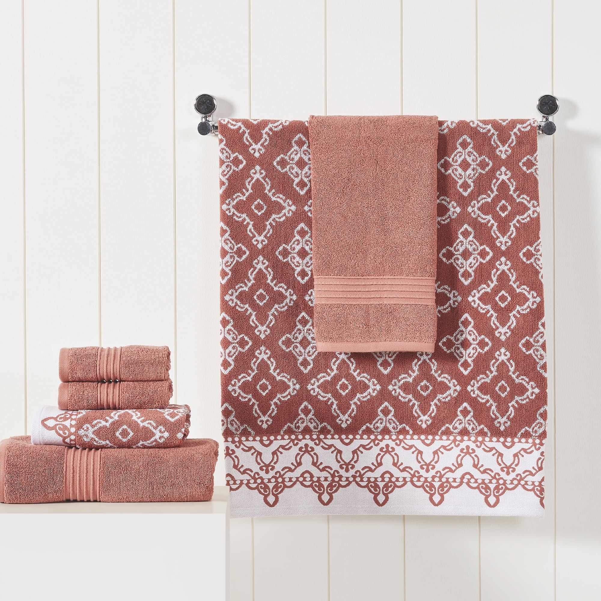 Modern Threads Charlize 6-Piece Cotton Bath Towel Set, Clay