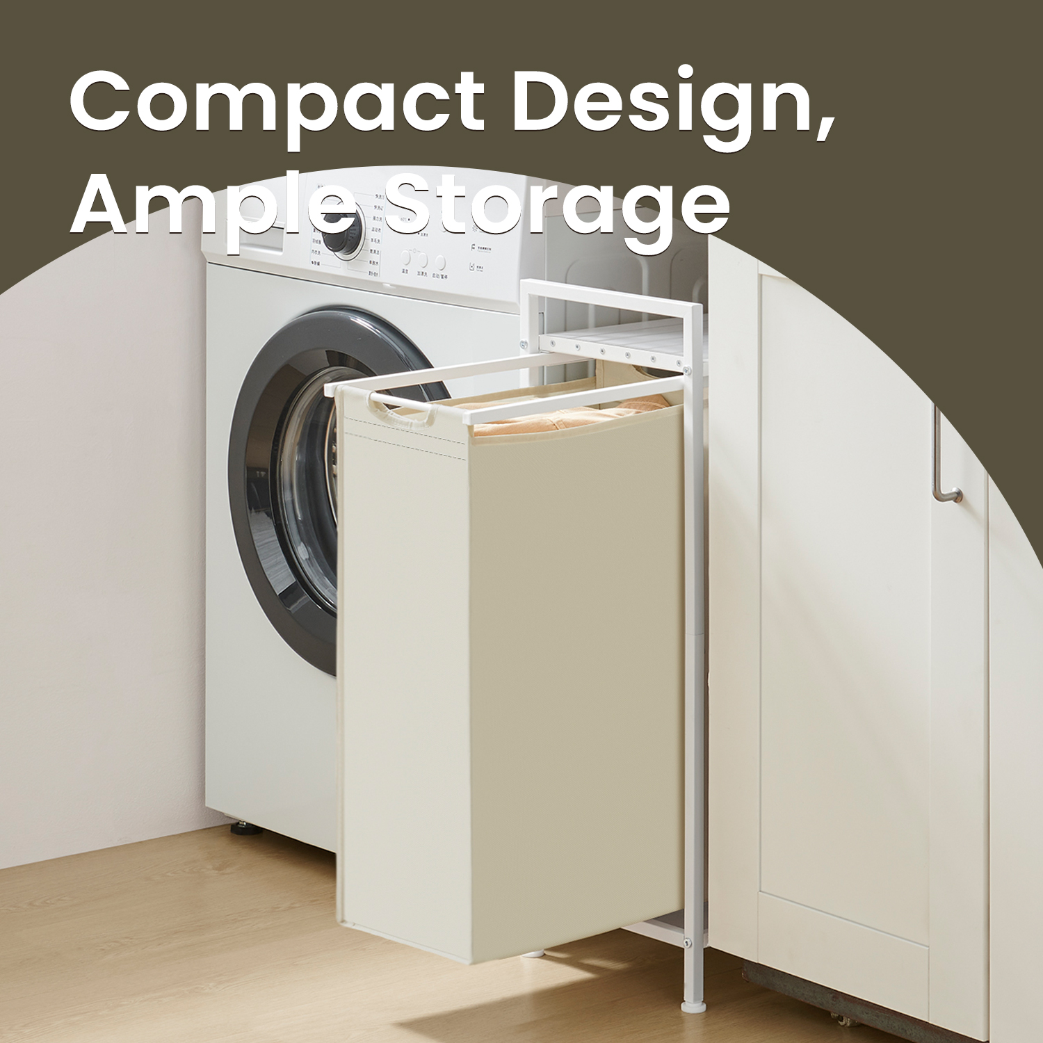 LEDREM 3-in-1 Space Saving Laundry Hamper with Shelf & Removable Bags, 17.2 Gal Capacity, Steel Frame, Ventilated Design, White