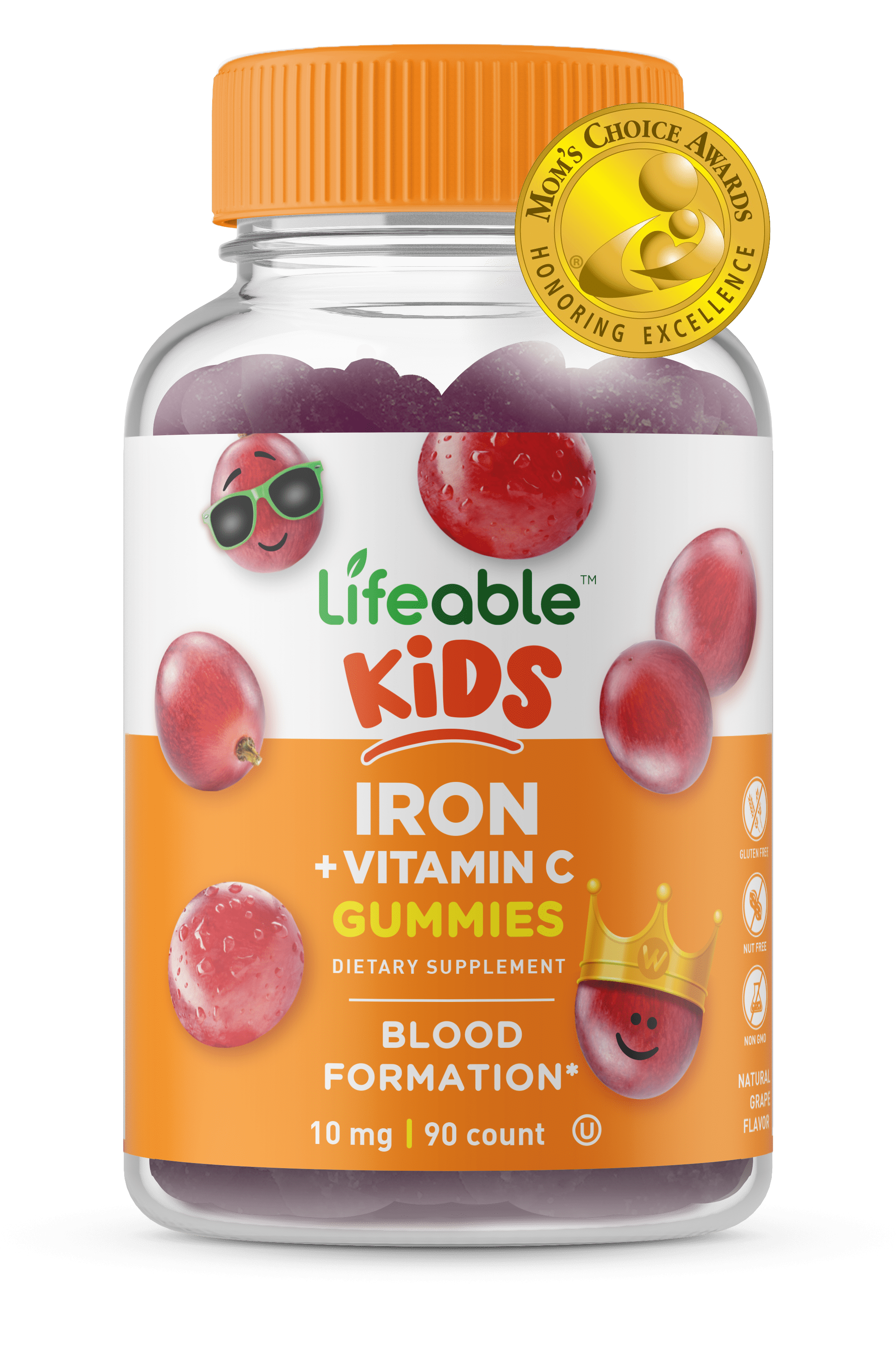 Lifeable Iron with Vitamin C for Kids – 10 mg – 90 Gummies