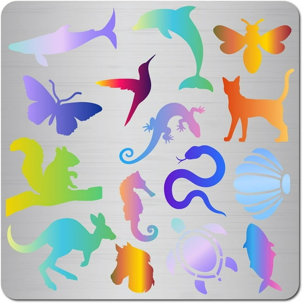 Plantilla de metal de 6,3 pulgadas con diseño de animales: mariposa, serpiente, lagarto, gato, océano, animal marino, tortuga, concha, pez, plantillas de acero inoxidable.