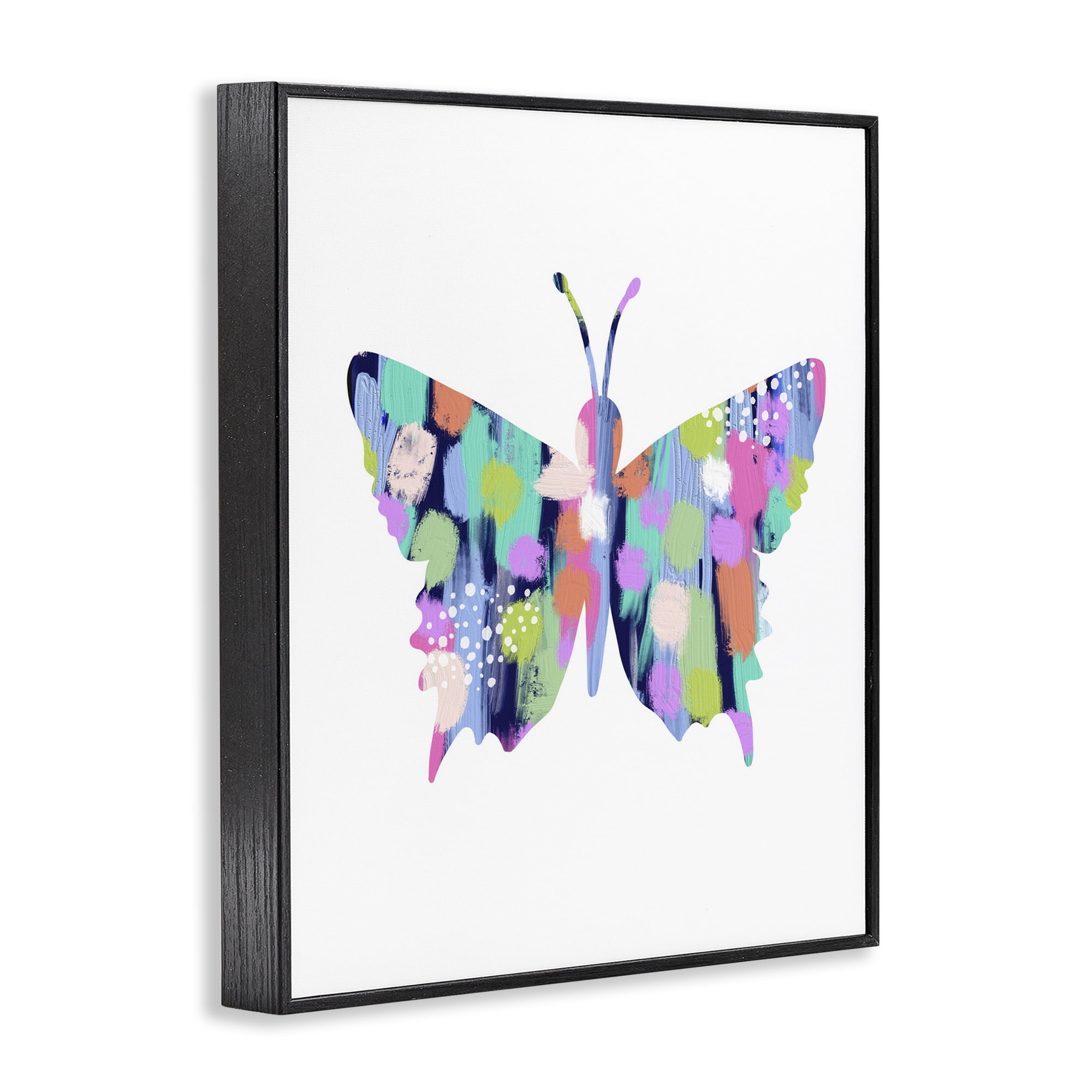 Stupell Industries Pastel Patterned Butterfly Animals & Insects Painting Black Framed Art Print Wall Art, 11 x 14