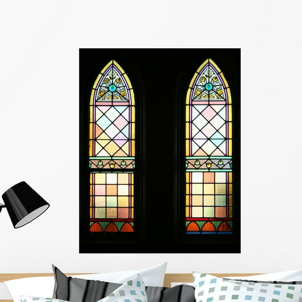 Stained Glass Windows Wall Mural Decal by Wallmonkeys Vinyl Peel and