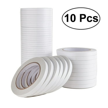 Spatiy 10 Rolls Adhesive Double Sided Tape Thin Two Sided Sticky Tape Crafts Double Sided Tape with Paper Backing for Crafts Scrapbooking Gift Wrapping Office Supplies ( 0.5cm* 8m )