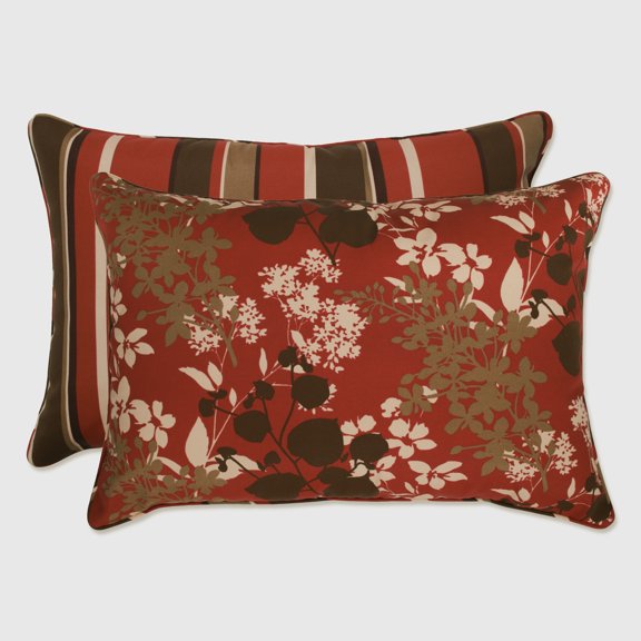 Pillow Perfect 24.5-inch by 16.5-inch Corded Rectangular Outdoor Throw Pillows (Set of 2) - Montfleuri-Monserrat Sangria