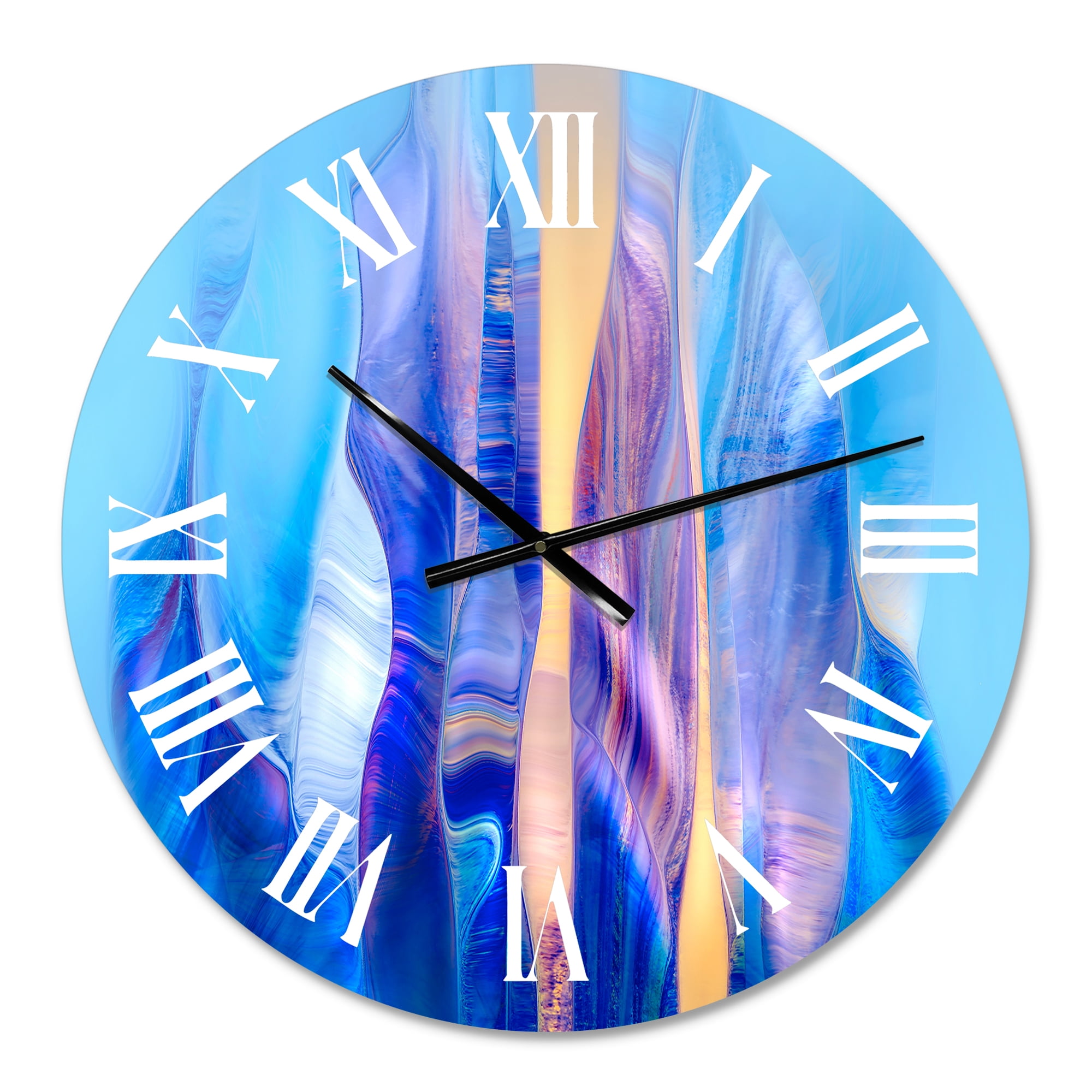 Designart 'Colorful Twisted Wavy Shape In Motion I' Modern Wall Clock