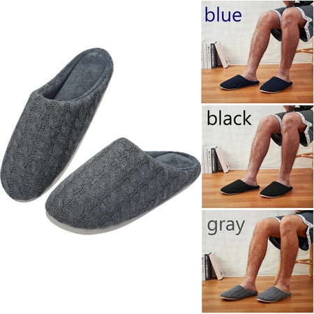 

Men s Knit Slipper Cozy Memory Foam Scuff Slippers with Non-Slip Sole