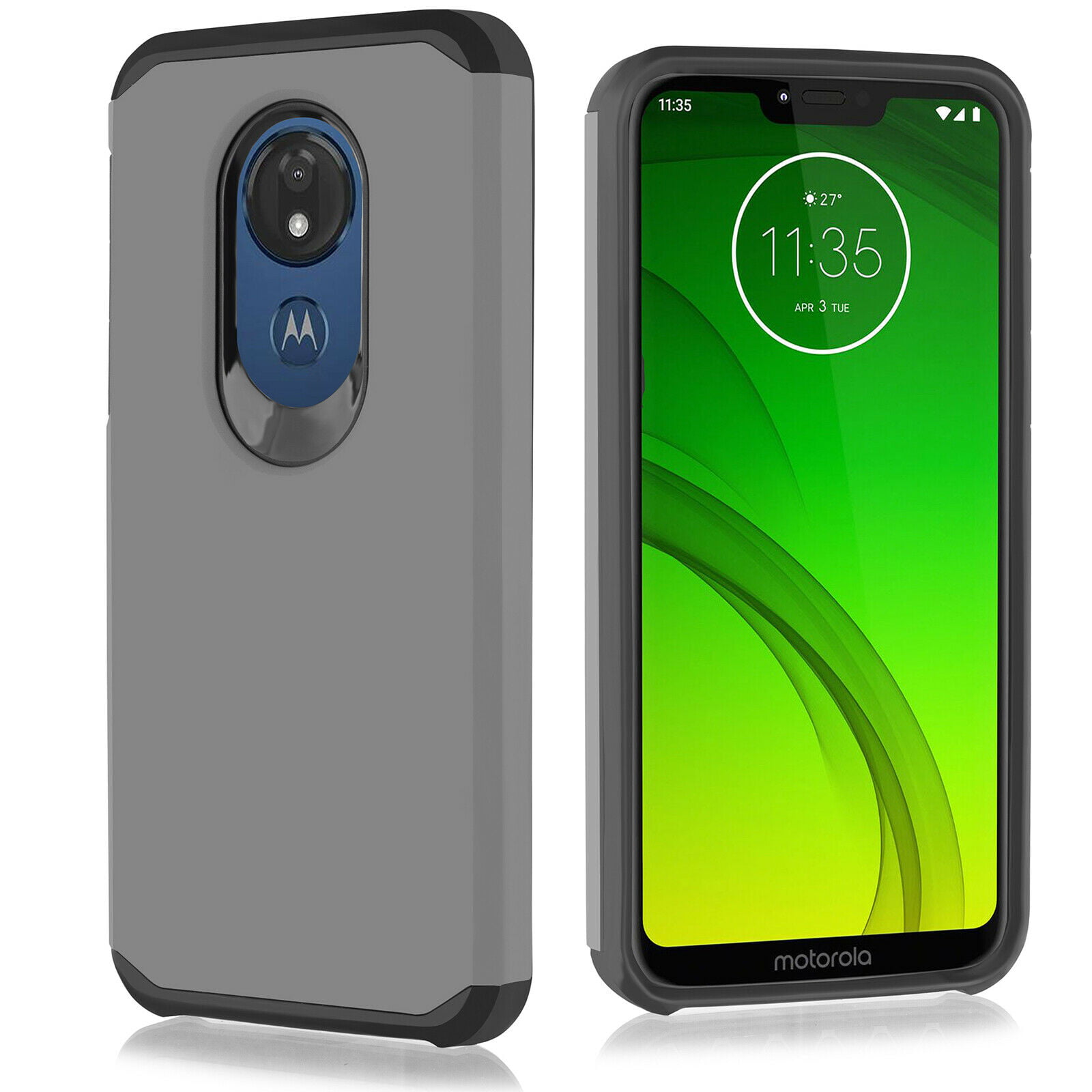OEAGO Motorola Moto g7 Play Cases with ,Dual Layer Shock Proof Protective Rugged Protective Case Cover-Navy Blue HD Screen Protector
