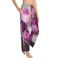 thumbnail image 6 of Salouo Purple And Pink Tulip Bouquet Print Women's Pajama Pants Casual Loose Sweatpants PJs Flowy Pants Drawstring Palazzo for Women Wide Leg Pants Lounge Pajama -Medium, 6 of 8