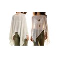 thumbnail image 2 of LMLYSoH Women's Summer Knit Poncho Solid Color Boat Neck Loose Fit Draped Bat Sleeve Pullover Trendy Tops Streetwear, 2 of 9