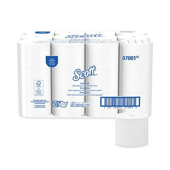 Essential Extra Soft Coreless Standard Roll Bath Tissue, Septic Safe, 2-Ply, White, 800 Sheets/roll, | Bundle of 2