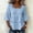 Blue, variant on Womens Cotton Linen Summer Tops 3/4 Length Sleeve Shirts Crew Neck Hollow out Tees Loose Fitted Casual T Shirts