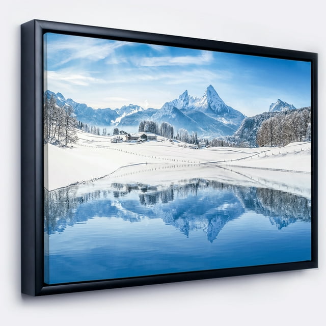Designart - Alpes d'Hiver Glacées - Photographie de Paysage Impression sur Toile Encadrée