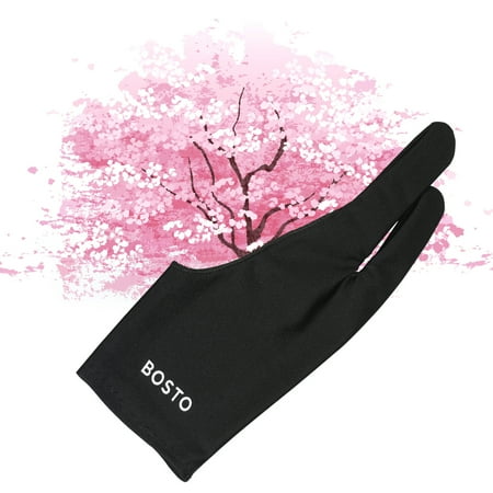 

BOSTO Two Finger Drawing Cover Comfortable Artist Tablet Glove for Right & Left Hand Black
