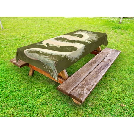 

Dragon Outdoor Tablecloth Chinese Reptile Dragon Eastern Culture Medieval Mythology Asian Symbols Pattern Decorative Washable Fabric Picnic Table Cloth 58 X 84 Inches Green Yellow by Ambesonne