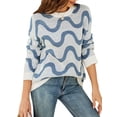 thumbnail image 6 of ZXSXSY Women Wavy Knit Crew Neck Long Sleeve Color Block Sweater, 6 of 7