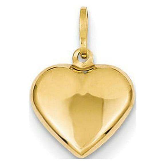 Real 14kt Yellow Gold Polished 3-D Puffed Heart Pendant; for Adults and Teens; for Women and Men
