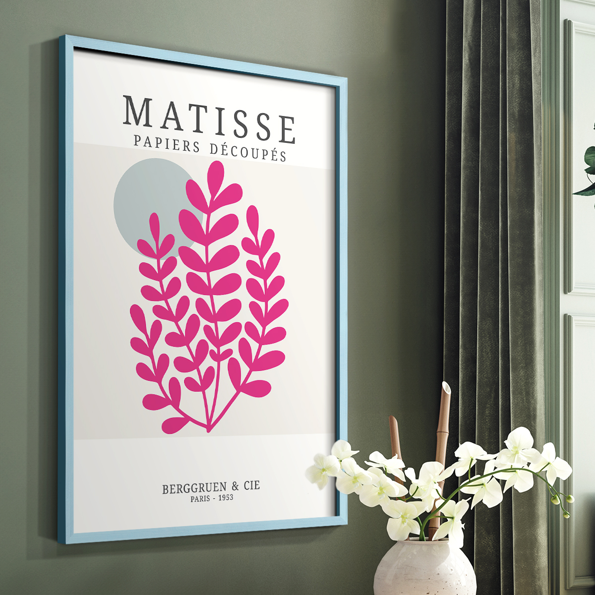 Matisse CDXXI in Blue Solid Wood Framed Print No Nail Hanging