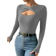 thumbnail image 3 of LilyLLL Womens Long Sleeve Knitted Sweater Cut Out Basic Shirt Blouse Tops, 3 of 5