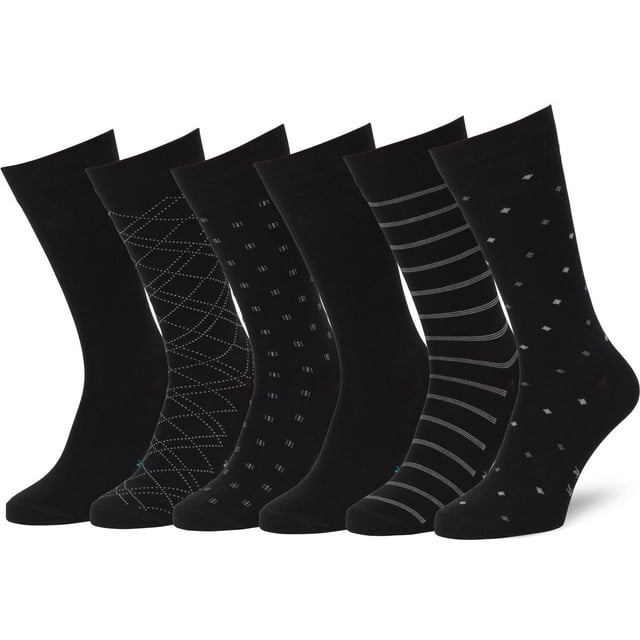 Calcetines de vestir Easton Marlowe, paquete de 6, para hombre, negros, tallas 40-46