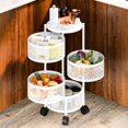 thumbnail image 4 of bestolf 5 Tier Circular Rotating Basket, Large Storage Rack with Wheels, Fruit and Vegetable Metal Wire Shelf with Top Lid, 4 of 9