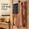 thumbnail image 4 of PLPPYFS Rustic American Flag Hanging Banner, Vintage Fabric Star Flag Wall Decor, Patriotic Door Hanging with Bow Accents, 4th of July Front Door Decoration for Farmhouse, Home, Porch and Yard, 4 of 9