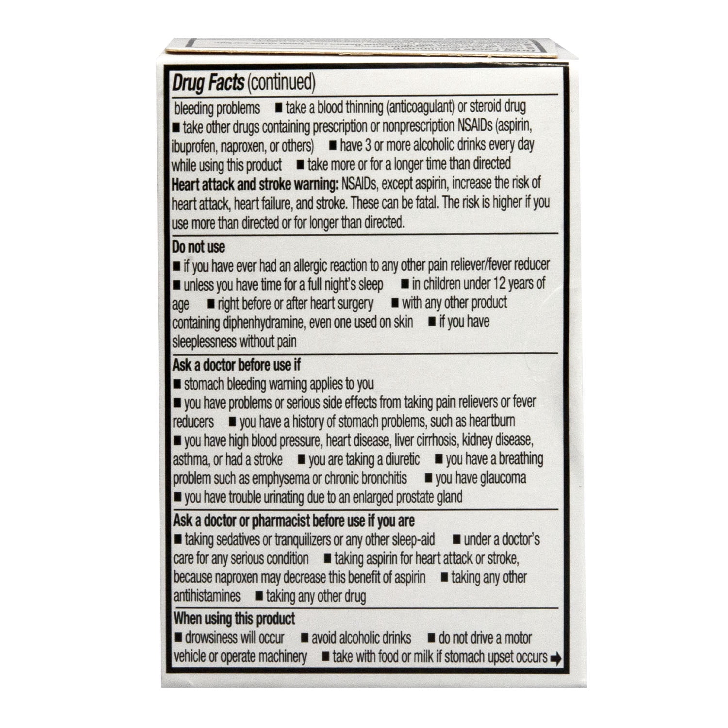Equate Naproxen Sodium and Diphenhydramine HCl Nighttime Pain Relief Caplets, 220 mg / 25 mg, 20 Count