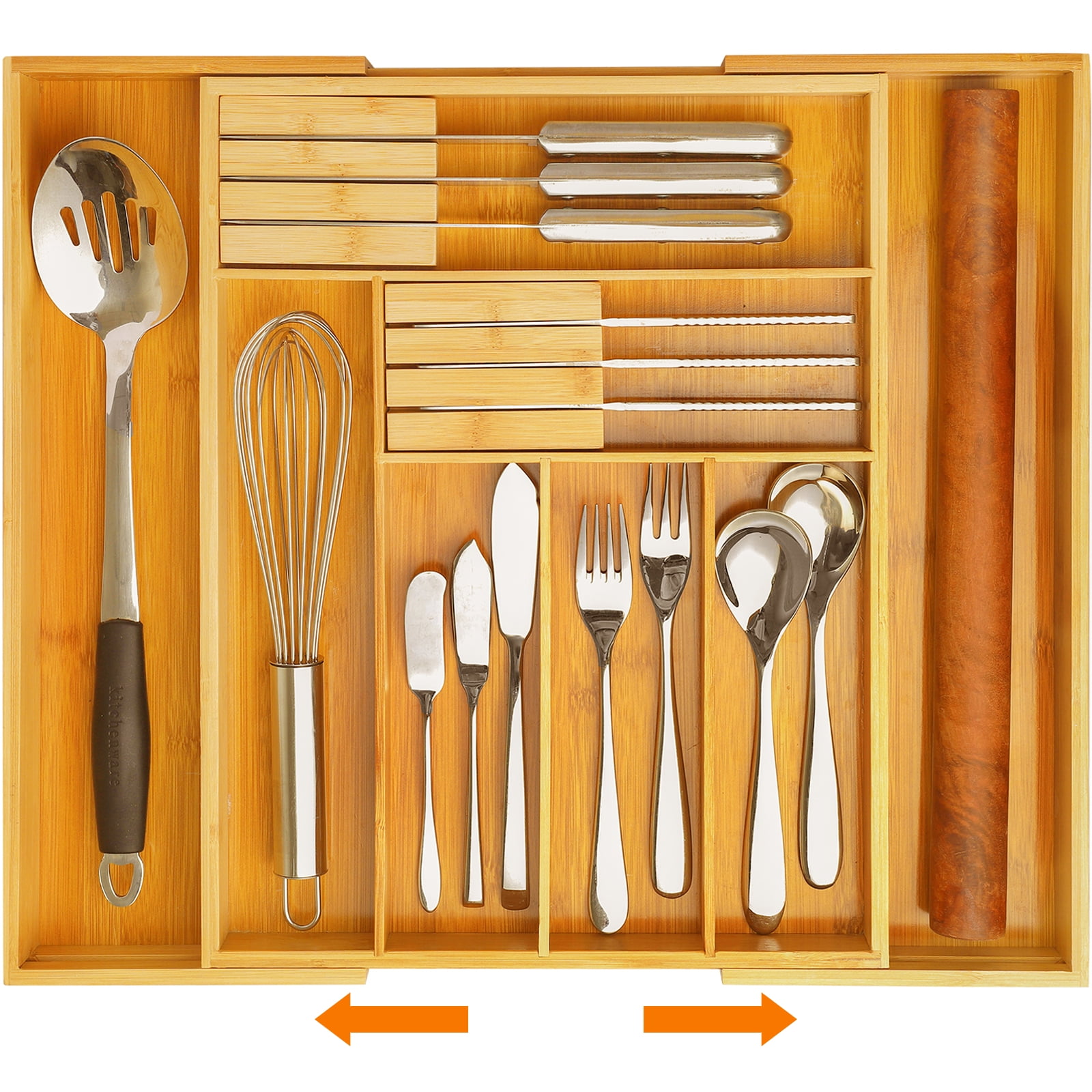 Cutlery Tray Bamboo Expandable Utensil Drawer Kitchen Organizer Insert Divider 