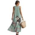 thumbnail image 2 of Xoenoiee Cat Cherry Blossom Print Summer Dresses for Women 2026, Vacation Outfits Casual Sleeveless Sundress Resort Wear, Cotton Linen Lightweight Maxi Dress with Pockets, Size 3XL, 2 of 7