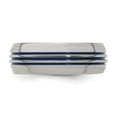 thumbnail image 4 of Edward Mirell Titanium with Blue Anodized Triple Groove Domed 8mm Band, 4 of 6