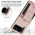 thumbnail image 5 of Allytechgroup Wallet Case for Samsung Galaxy Z Flip 3, with Crossbody Shoulder Strap Bumper Shockproof Cards Holder RFID Blocking Slim Phone Case for Galaxy Z Flip3, Rosegold, 5 of 7