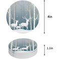 thumbnail image 1 of POGLIP Blanc Forêt Wapitis Ensemble de 4 Rond Coaster pour les Boissons, Absorbant en Pierre Céramique Coasters Tasse Tapis avec Base en Liège pour la Maison Cuisine Salle Café Table Bar Décor, 1 of 5