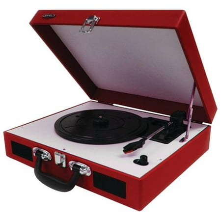 Jenjta410R  Portable 3-Speed Stereo Turntable With Built-In Speakers