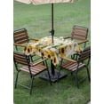 thumbnail image 3 of Outdoor Tablecloth with Umbrella Hole and Zipper, Spring Gnomes Square Table Cloth 54x54 Inch Waterproof Tablecloth, Retro Botanical Flowers Leaves Butterfly Picnic Table Cover for Patio Camping, 3 of 7