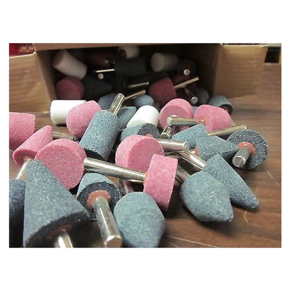 50pc Mounted Grinding Stone Set 1/4" Shank - GIT Industrial Tool Abrasive Bits Assortment - Rotary Tool Accessories for Die Grinders & Drills - MSA50