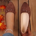 thumbnail image 1 of HTHLVMD Chaussures de Bureau, Escarpins de Travail pour Femmes, Chaussures Minimalistes en Suède, Chaussures à Enfiler pour la Marche pour Femmes, Escarpins en Suède à Talon Bas pour Femmes, Chaussures Décontractées à Bout Pointu Ornées de Rivets, Brun 6, 1 of 5