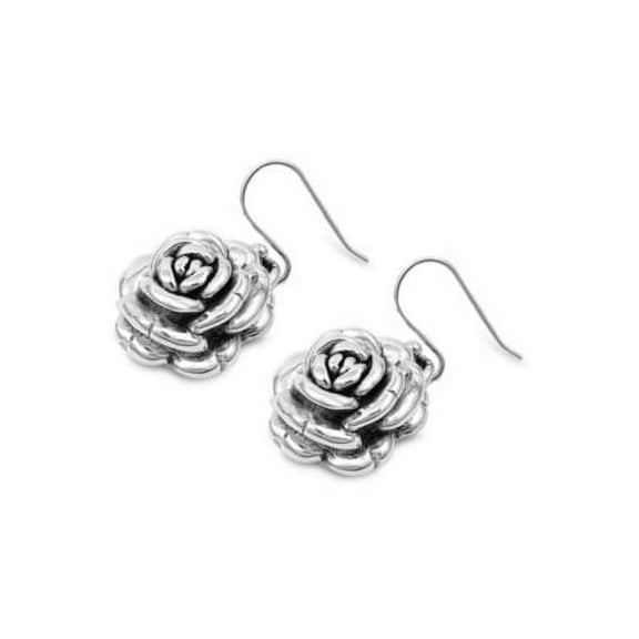 Rose Dangle Earrings Sterling Silver