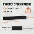 thumbnail image 3 of VEVOR Fireplace Mantel, 48" x 8" x 5", 50 lbs Weight Capacity, Natural Wood Mantel for Over Fireplace, Wall Mounted Floating Farmhouse Shelf, Handcrafted Fireplace Mantel for Wall Decor, Espresso, 3 of 9