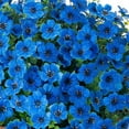 thumbnail image 6 of Artificial Fake Hanging Plants Flowers with Basket Outdoor Decor Faux Silk Daisy Flower Arrangements in Pot Planter for Porch Home Indoor Patio Garden Yard Decoration, Blue, 6 of 6