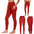 thumbnail image 5 of ZOIGHDA Leggings with Pockets for Women Belly Control Workout Sports Yoga Athletic Leggings for Women(Red,X-Large), 5 of 8