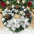 thumbnail image 7 of Vikakiooze Christmas Wreath With Balls And Plastic Flower, Christmas Garland Winter Holidays Home Front Door Decor, Sizzling Savings, 7 of 7