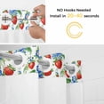 thumbnail image 2 of No Hook Shower Curtain with Snap in Liner, Spring Red Strawberry Blue Flower Waterproof Bath Curtain Double Layers with See Through Top Window, Watercolor Botanical Hotel Shower Curtains 72x84in, 2 of 9