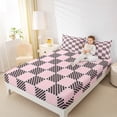 thumbnail image 4 of jejeloiu Geometric Plaid Grid Queen Sheet Sets,Modern Geometric Checkered Flat Sheet,Pink Black Checkerboard Queen Fitted Sheet For Children,Microfiber Bedroom Decor,4-Piece, 4 of 7